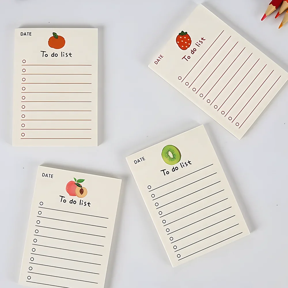 50 Sheets To Do List Memo Pad Cute School Stationery Notes ins Portable Notepad Office Supply Fruit Notebook Message Note Book