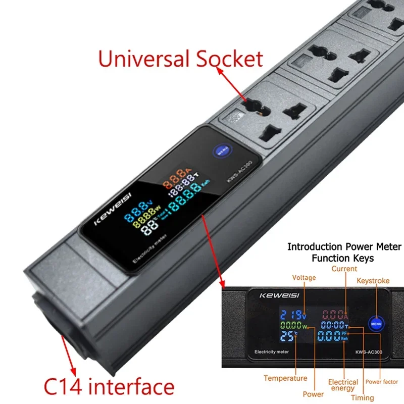 USB-удлинитель, ЖК-дисплей, вольтметр, амперметр, KWS, счетчик энергии, 2/3/4/5/6/7/8/9/10/11 контактов, универсальная розетка + 2USB-интерфейса C14