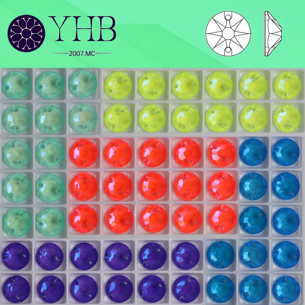 YHB-Mocha EN XIRIUS Flat Crystal Sewing Stones Flatback Sew on Rhinestones for Garment Clothes and Bags, Top Quality