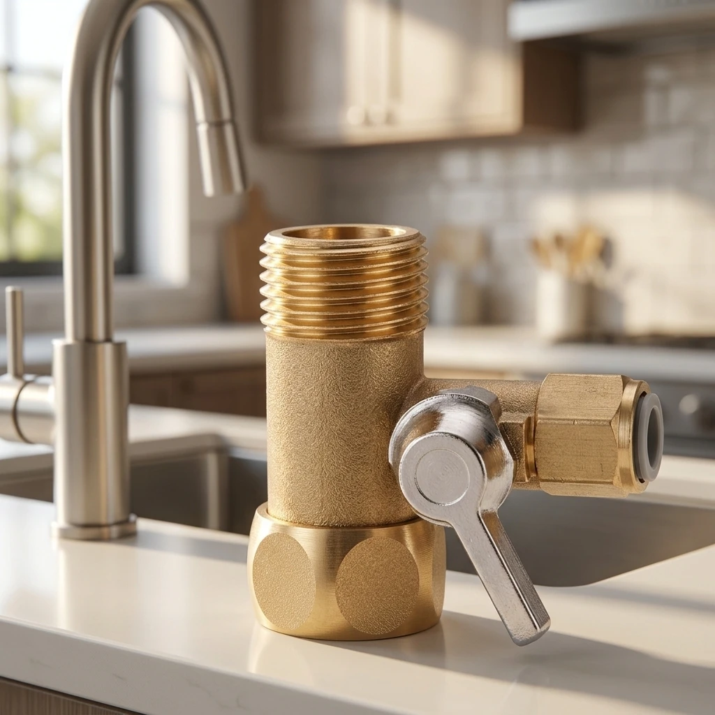 1pc Three Way Ball Valve Food Grade ABS Brass Connector for Kitchen Water Purifier System Leakproof Flow Control Valve