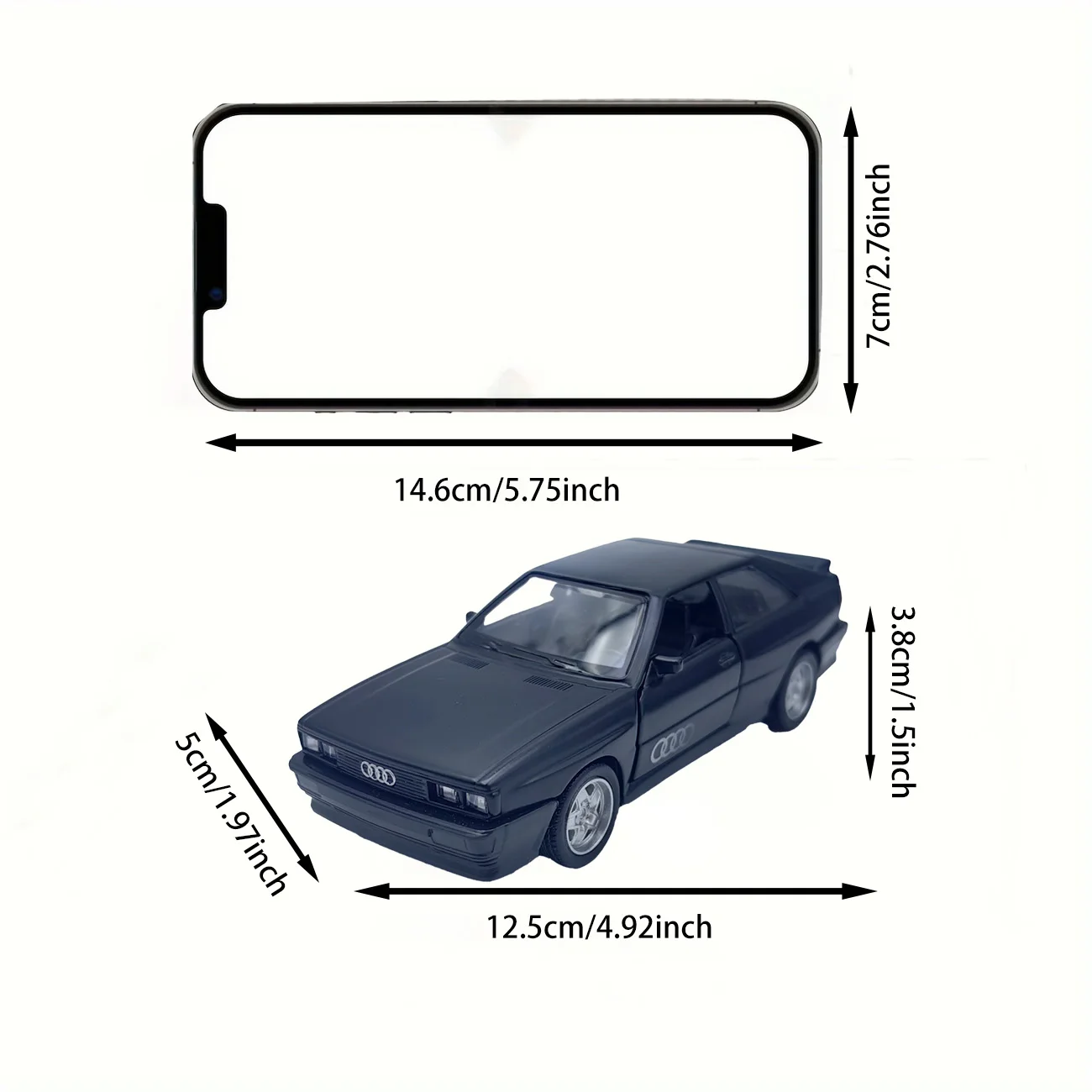 سيارة أودي كواترو 1980 مصنوعة من خليط معدني مصبوب |   فتح الأبواب |   محرك التراجع |   داخلية مفصلة |   لعبة أطفال هدية العيد