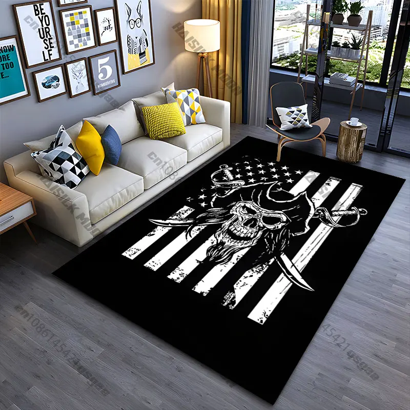 Pirate skull swords flag carpet Yoga living room room decor children's crawling mat doormat area rug games mat