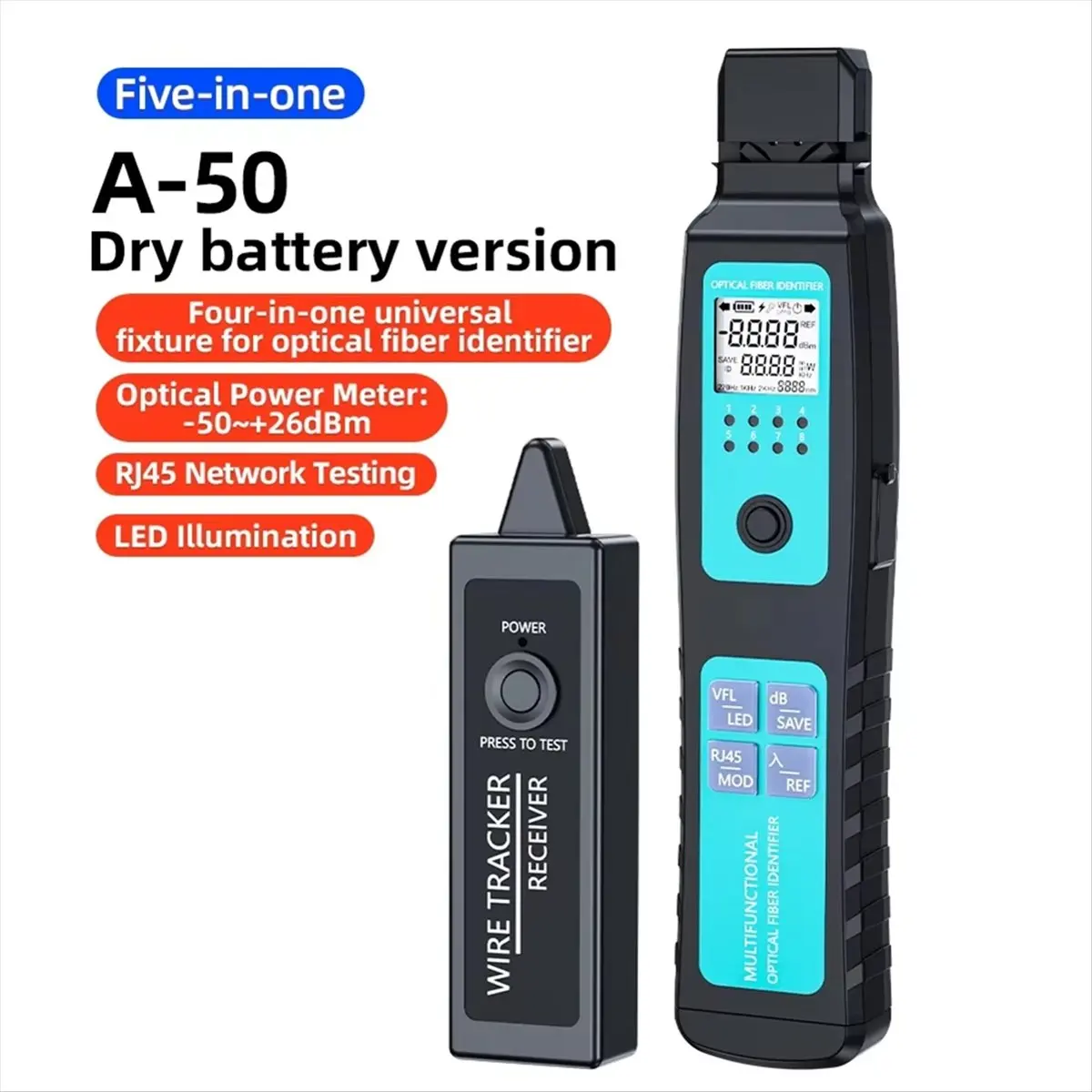 Fits for A-50 Active Optical Fiber Identifier+Wire Tracker 30mw Visual Fault Locator with -50-+26dBm Fiber Cable Tester Detector
