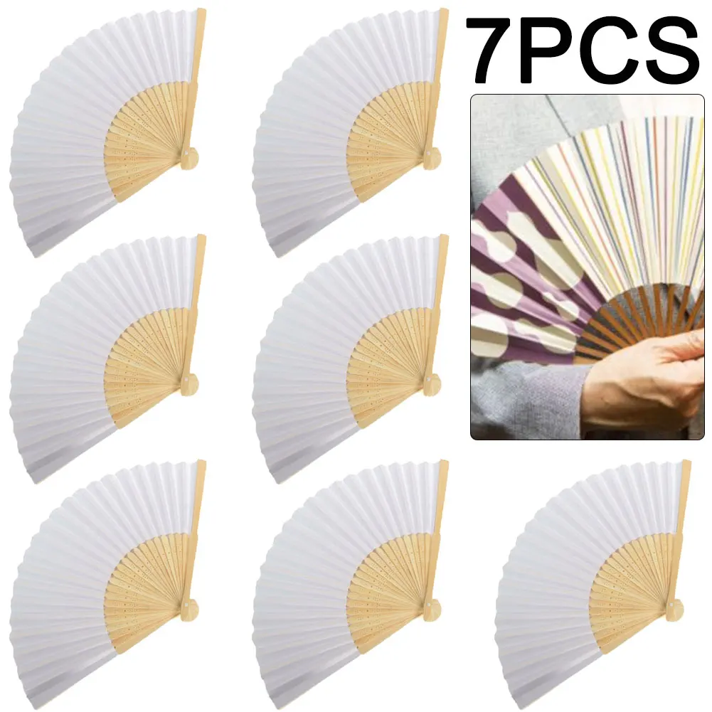 

Набор из 7 белых заготовок для складных вееров из бумаги и бамбука для каллиграфии и рисования своими руками