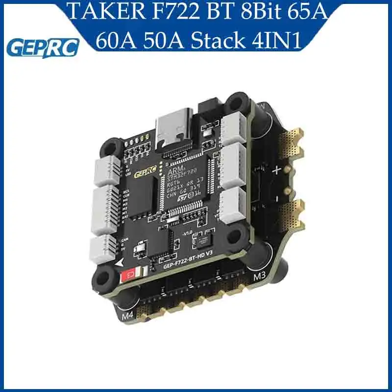 

GEPRC TAKER F722 BT 8Bit 65A 60A 50A Stack 4IN1 ESC 512M Black Box 32Bit Data Analyze Record Flight Barometer Racing RC Parts