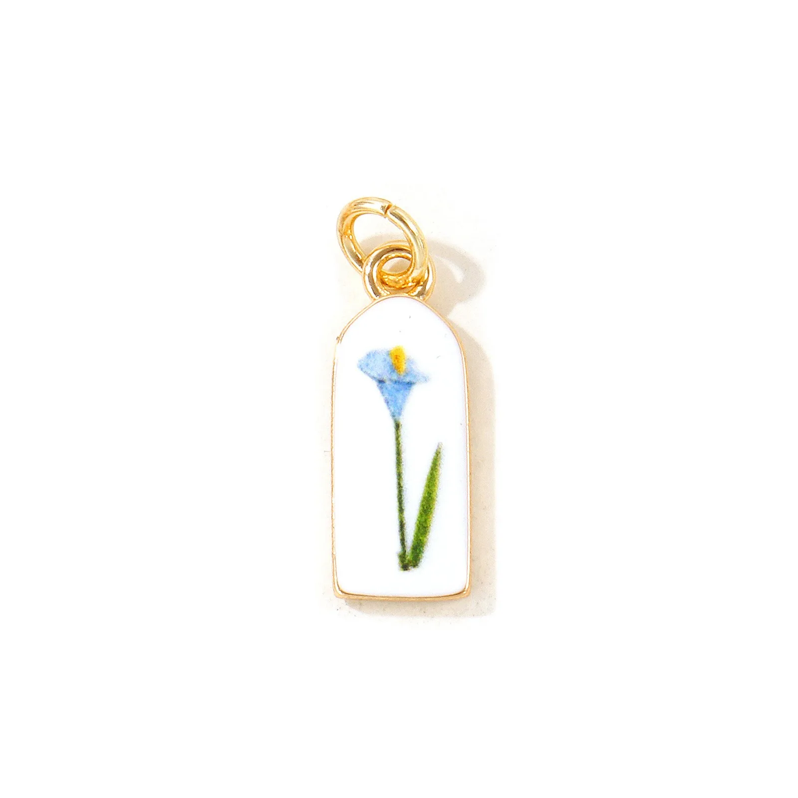 1 Stück mehrfarbiger Blumen-Emaille-Anhänger mit geometrischem Muster, 18K vergoldeter Messinganhänger für DIY-Halsketten-Schmuck, Großhandel, 25mmx8mm – Detail 7