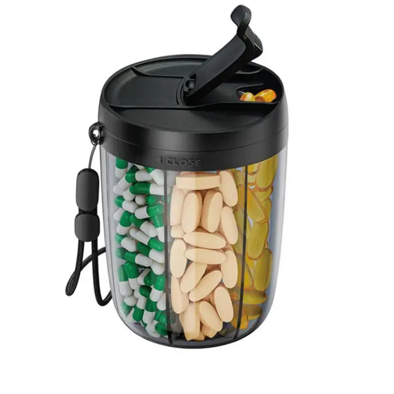Daily Vitamin Supplement Storage Box 1Pcs Portable 6 Compartment Medicine Pill Organizer Unisex Home Travel Carry Case