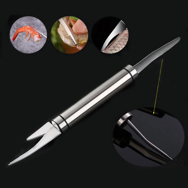 Stainless Steel Shrimp Peeler Prawn Shrimp Deveiner Fishing Peel Knife Lobster Shell Remover Peel Device Kitchen Seafood Tools