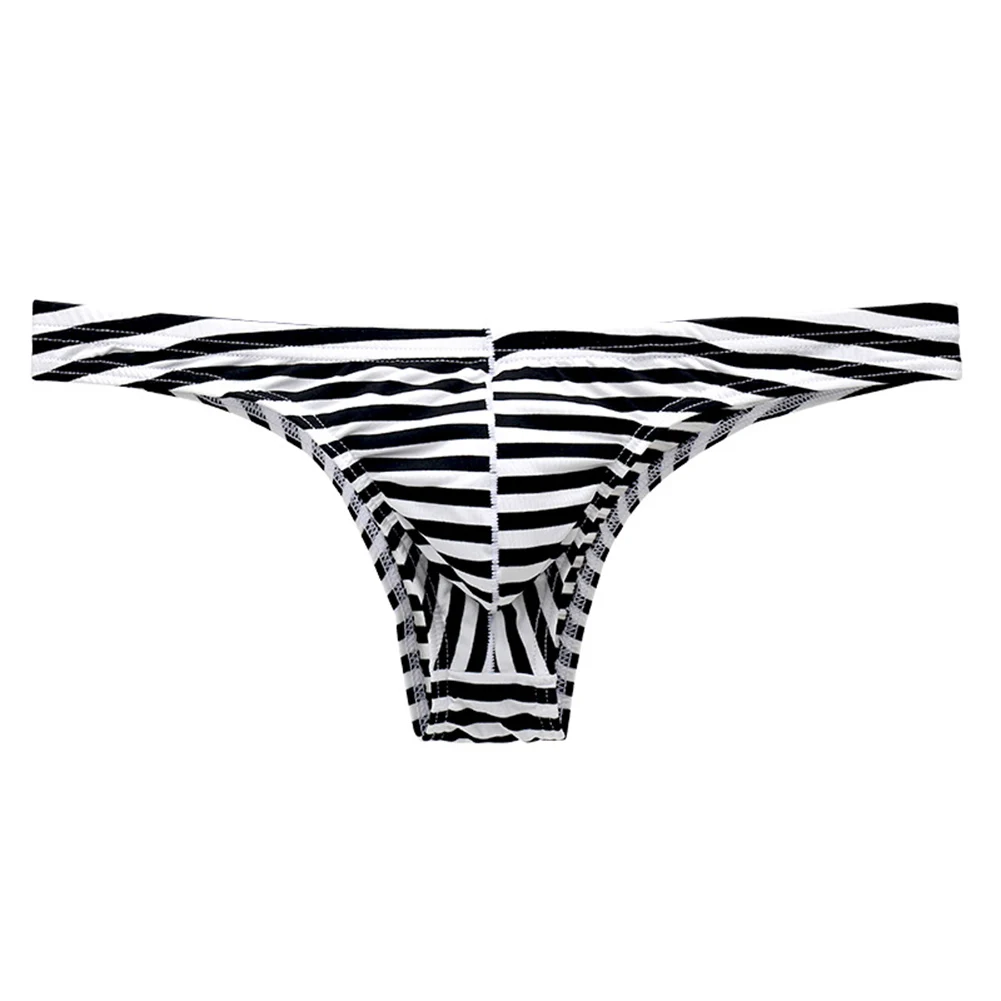 Black Men Briefs Bulge Pouch Half Hip Underwear Bulge Pouch 50 Polyester Applicable Gender Male Striped Pattern