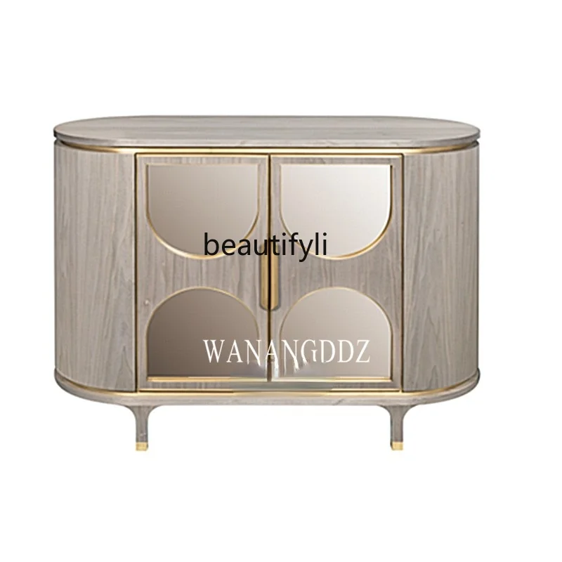 

GY American Solid Wood Sideboard Entrance Cabinet Light Luxury Gold Curio Cabinet Shoe Cabinet Hall Cabinet