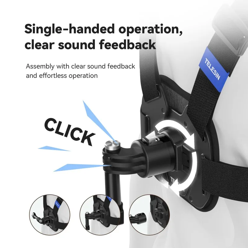 A32HOT-TELESIN Quick Release Mount Belt Chest Strap For Gopro Hero 13 12 11 10 9 8 7 6 5 For SJCAM For DJI OSMO Action