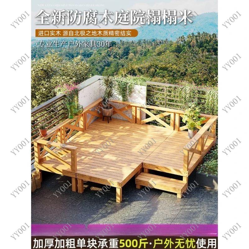 Outdoor Anti-Corrosion Wood Flooring Elevated Platform Decking for Patio Yard Balcony Camping