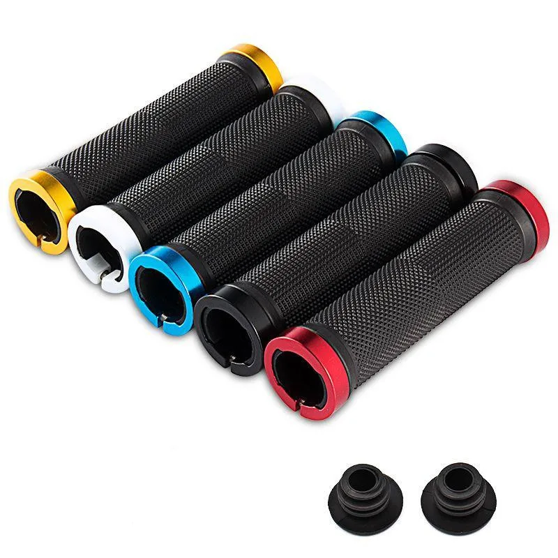 Bicycle Rubber Grips MTB Alloy Lock Bilateral Lock Handlebar Grips Anti Slip Cycling Handlebar Sleeve Bicycle Accessories 1 Pair