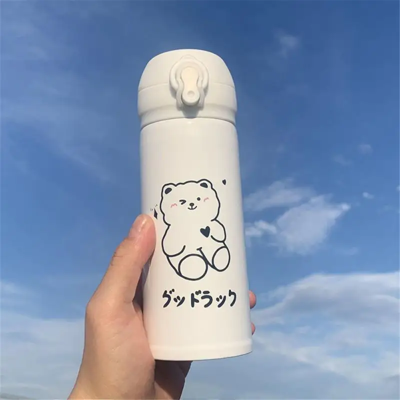 Insulation Cup Large-capacity Portable Anti-fall Fresh And Cute Thermal Cooler For Drinks Water Bottle Little Bear