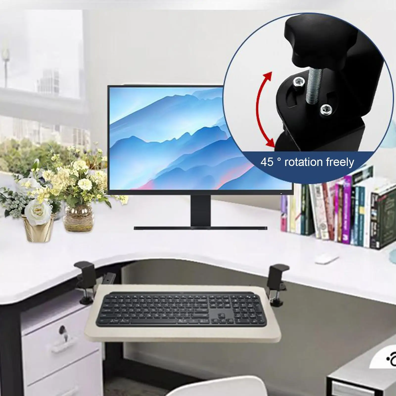 Keyboard Slide Rails Rotatable Keyboard Tray Rail Phone Mount Slider For Office Table Home Dorm Study Room PC Laptop