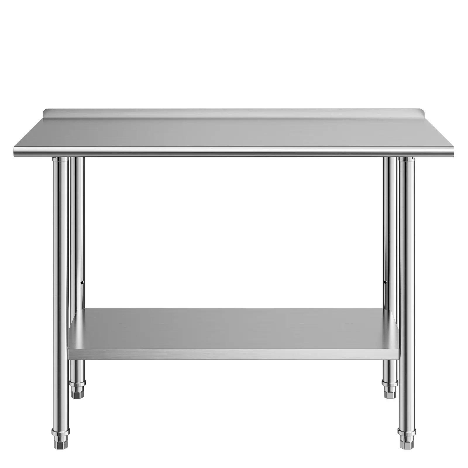 Stainless Steel Work Table, 24x48 Inch Food Prep with Backsplash, Commercial Kitchen Workstation Adjustable Undershelf, Metal