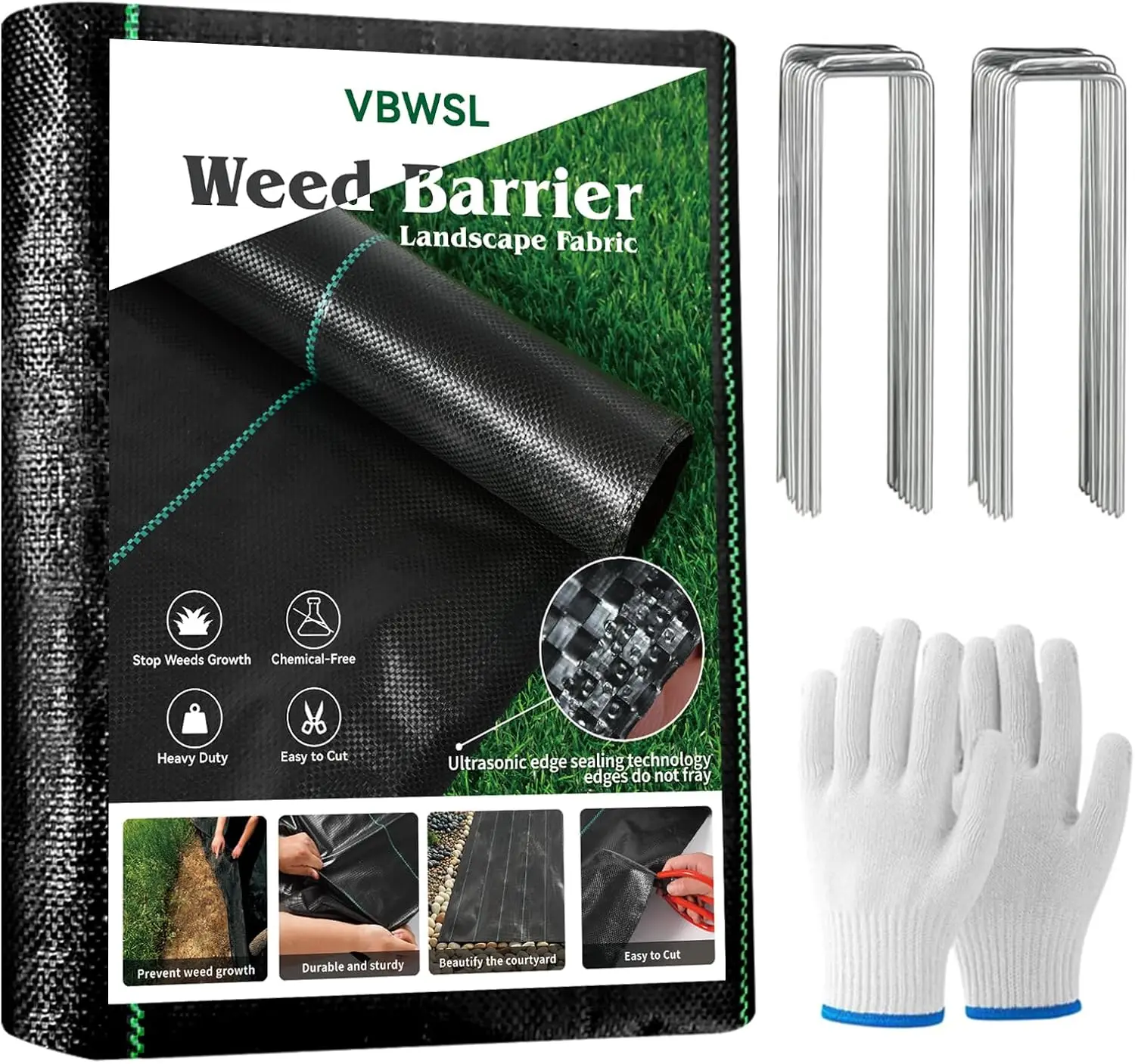 

Ткань для борьбы с сорняками, сверхпрочная, 1.5м x 30.5м, 3.2 унции, для сада, ландшафтного дизайна, укрывной материал для грунта