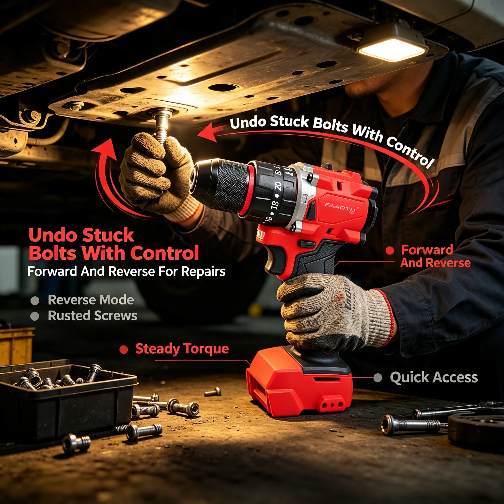 FAAOTU Drill Driver Same Operation&Outer Structure Compatible With MWQ Battery Bare Unit Suitable for MWQ 18v battery NO battery