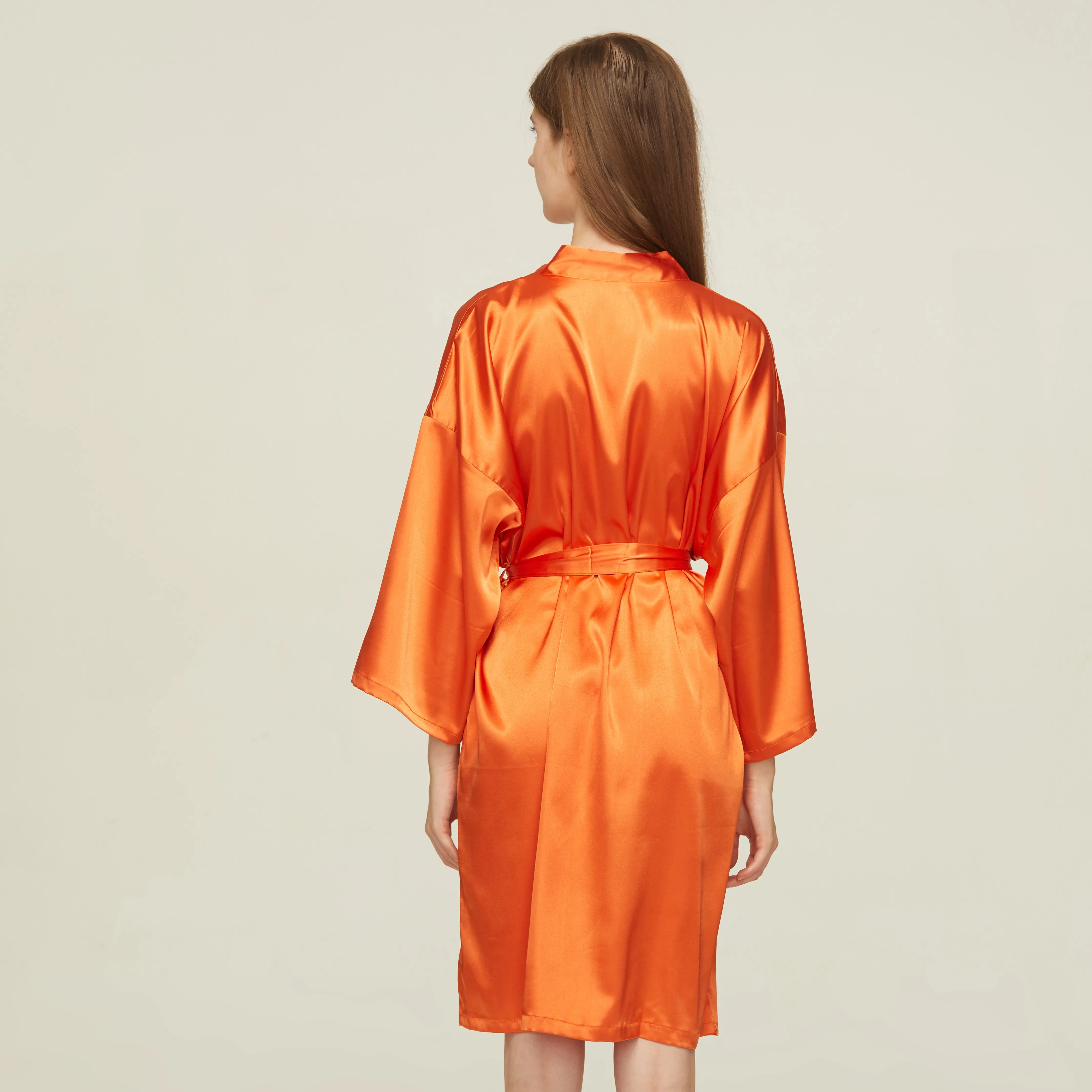 Robes de demoiselle d'honneur en Satin pour femmes, en soie Orange solide, pour dames, Robes de mariage