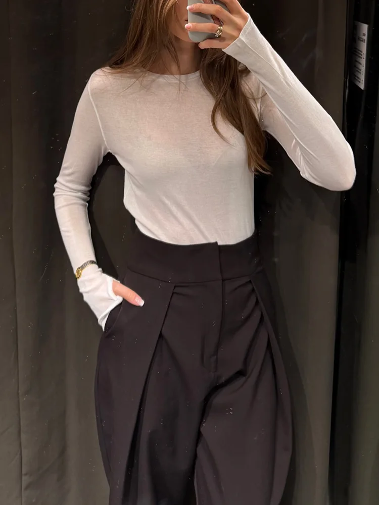 HH Women Spring Elegant Vintage Zipper Balloon Version Pleated Trousers Female High Street Loose Pockets 3-color Pants Mujer