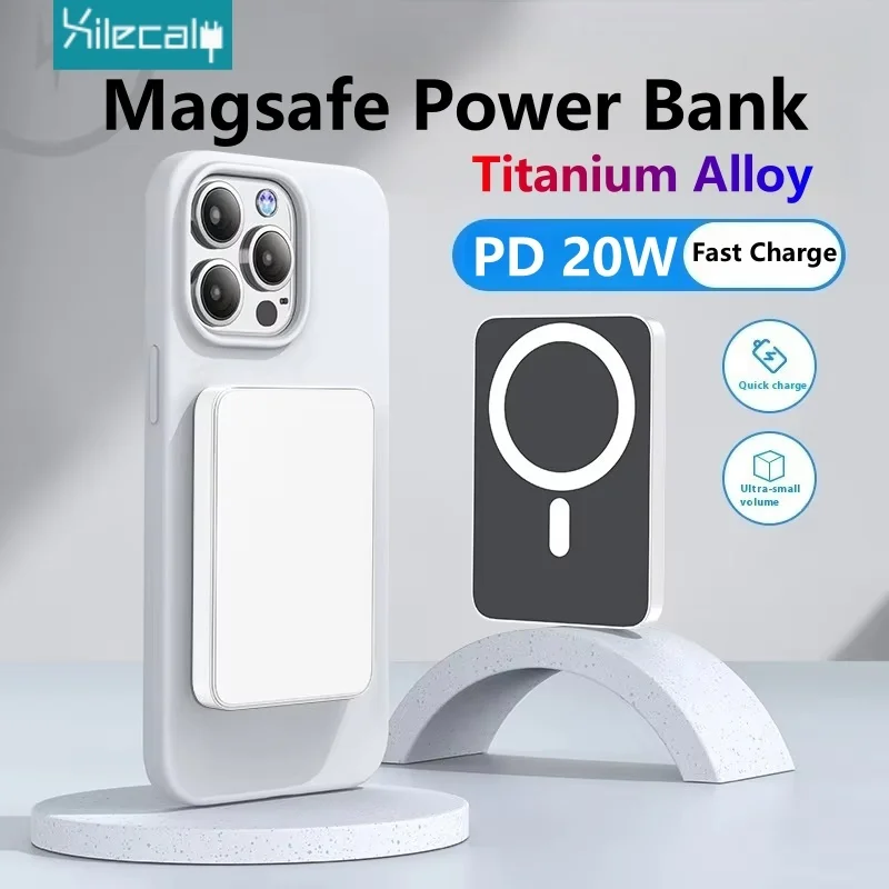 

Xilecaly 10000mAh Magnetic Power Bank PD20W Wireless Fast Charging PowerBank Portable External Battery for MagSafe iPhone Xiaomi