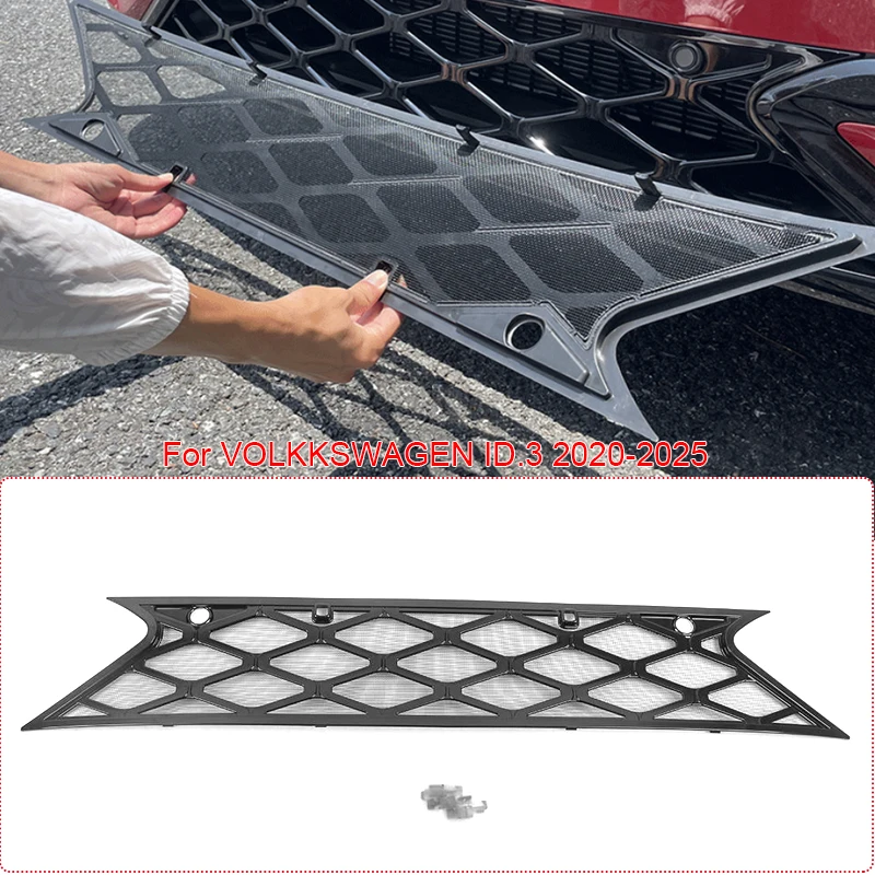 Car Replace Front Upper Lower Grille  Buckle Insect Proof Net For Volkswagen ID.3 GTX 2020-2025Bumper Center Intake Grille Cover