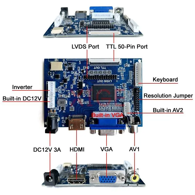 Para LP156WH3 (TL)(S1)/(TL)(S2)/(TL)(S3)/(TL)(SA) WLED VGA + 2AV 40-Pin LCD Panel LVDS 1366*768 Display Control Card Kit