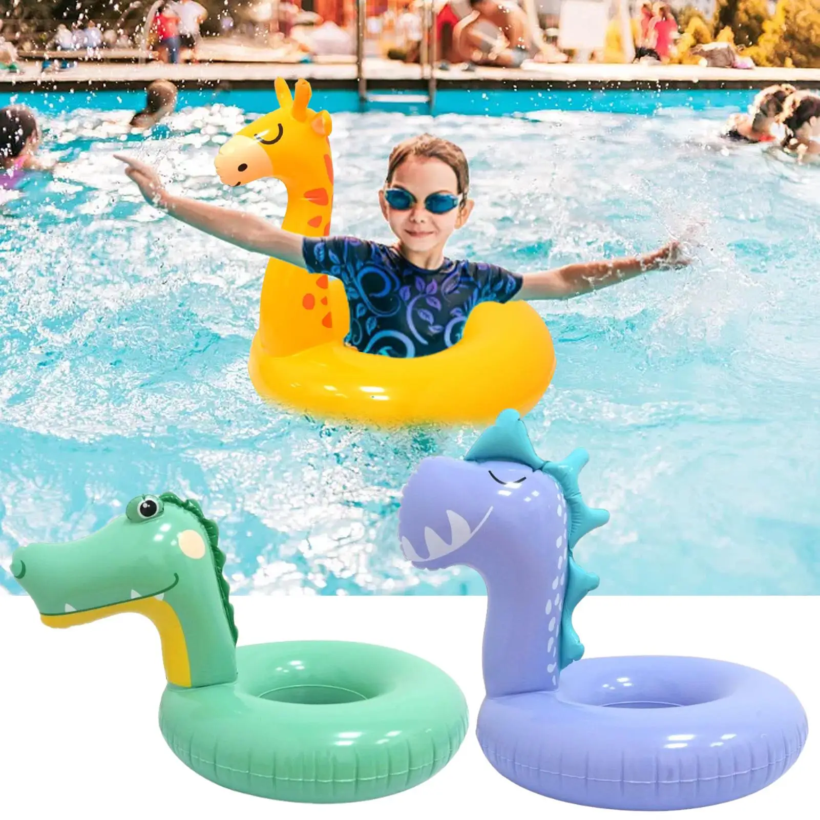 Schwimmende Schwimmringe für Kleinkinder, niedliche Trainer-Schwimmer, Hirsch-Dinosaurier-Krokodil für Babys, Kleinkind, Pfützbecken, Sommerspielzeug