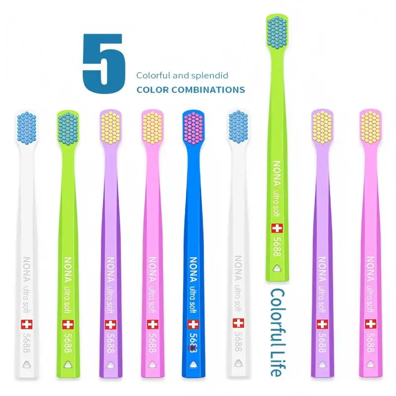 Paquete de 12cepillos de dientes de microfibra Ultrasuave، cepillo de dientes manual de alta densidad، cuidado de las encilas، ce