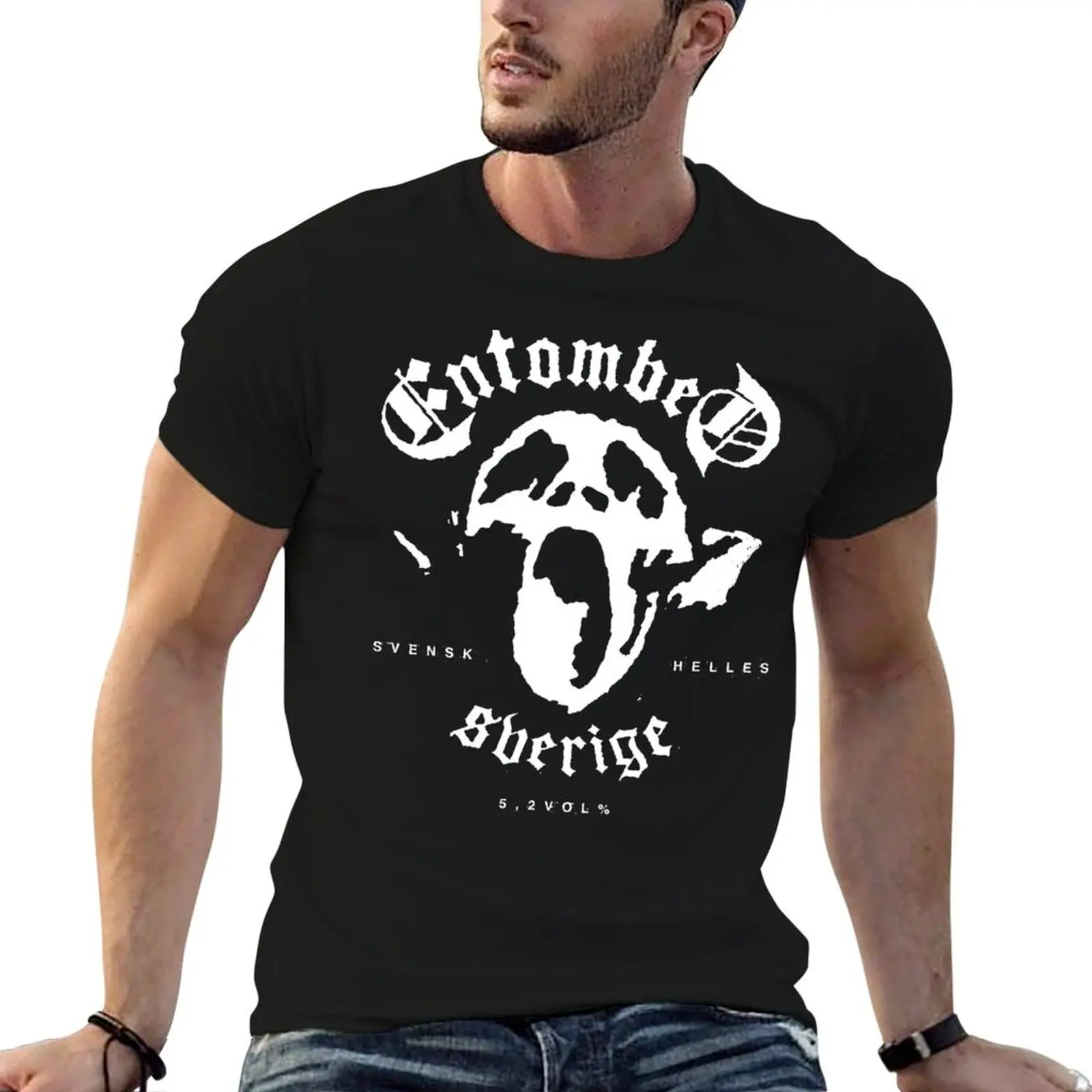 Entombed (White) T-Shirt Basic Daily Outfit Short Sleeve Tee