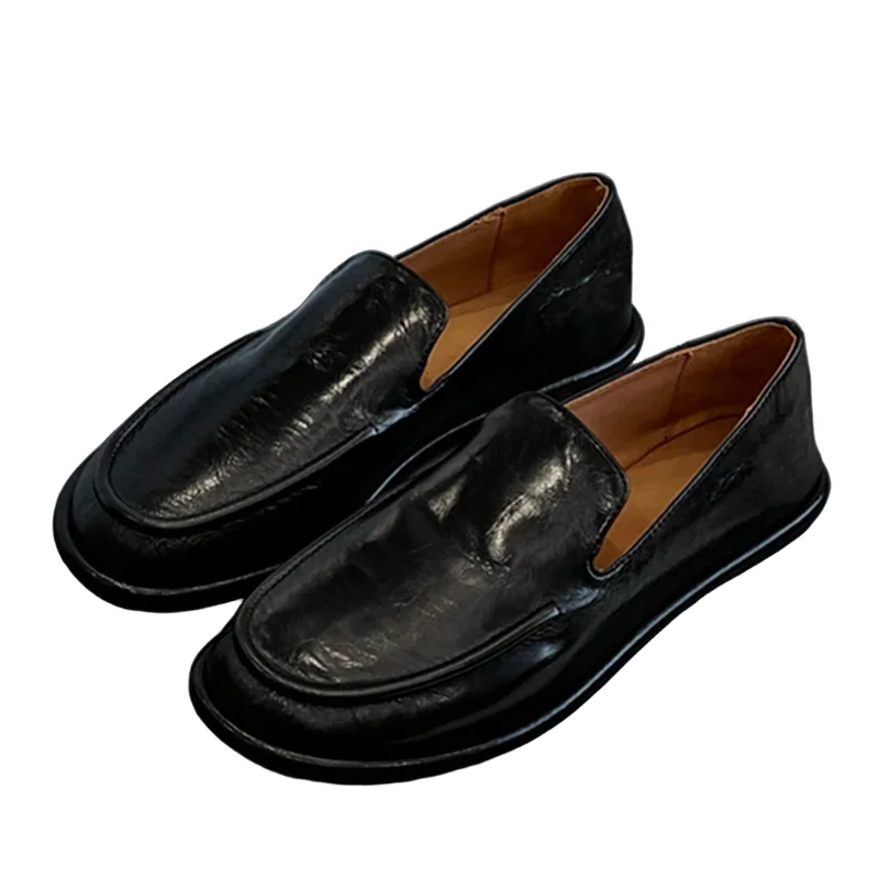 

Withered Top Quality Shoes Nordic Minimalist Round Toe Flat Shoes Handmade Sheepskin Soft Comfortable Slip On Loafers Shoes Wome