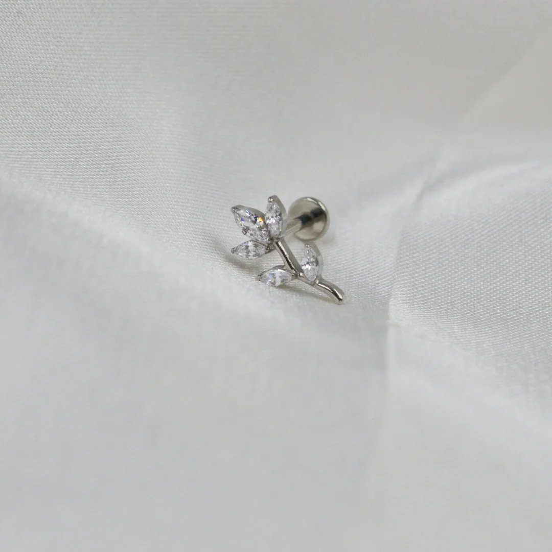 10pcs G23 Titanium Piercing Astm F136 CZ Leaf Nice Lip Labret Bar Ear Helix Tragus Rook Barbells Stud Piercing Jewelry