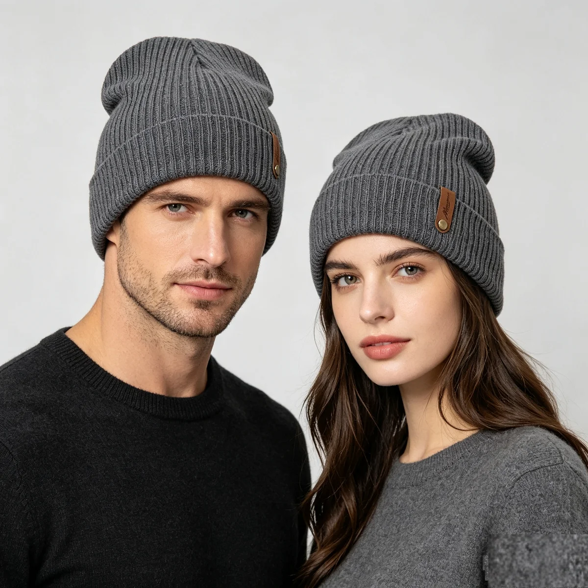 Knitted Hats for Men and Women, Skullies Caps, Warmer Bonnet, Casual Cap, Monochromatic, Male and Female, Winter, 2024
