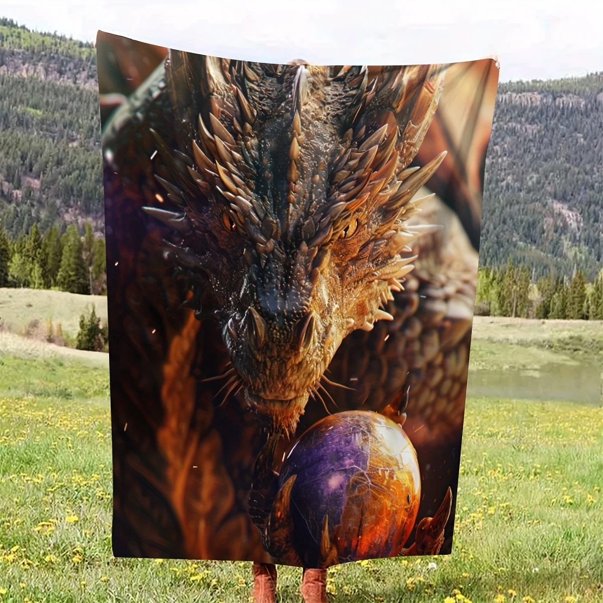 

Cozy Dragon-Themed Flannel Throw Blanket - Perfect Gift for Son, Soft Warm for Couch, Bed, Office, and Travel