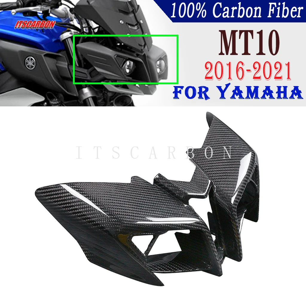 Accessories For Yamaha MT10 MT-10 FZ-10 2017 - 2019 2020 2021 Real Dry Carbon Fiber Front Fairing Headlight Cover Parts Kits