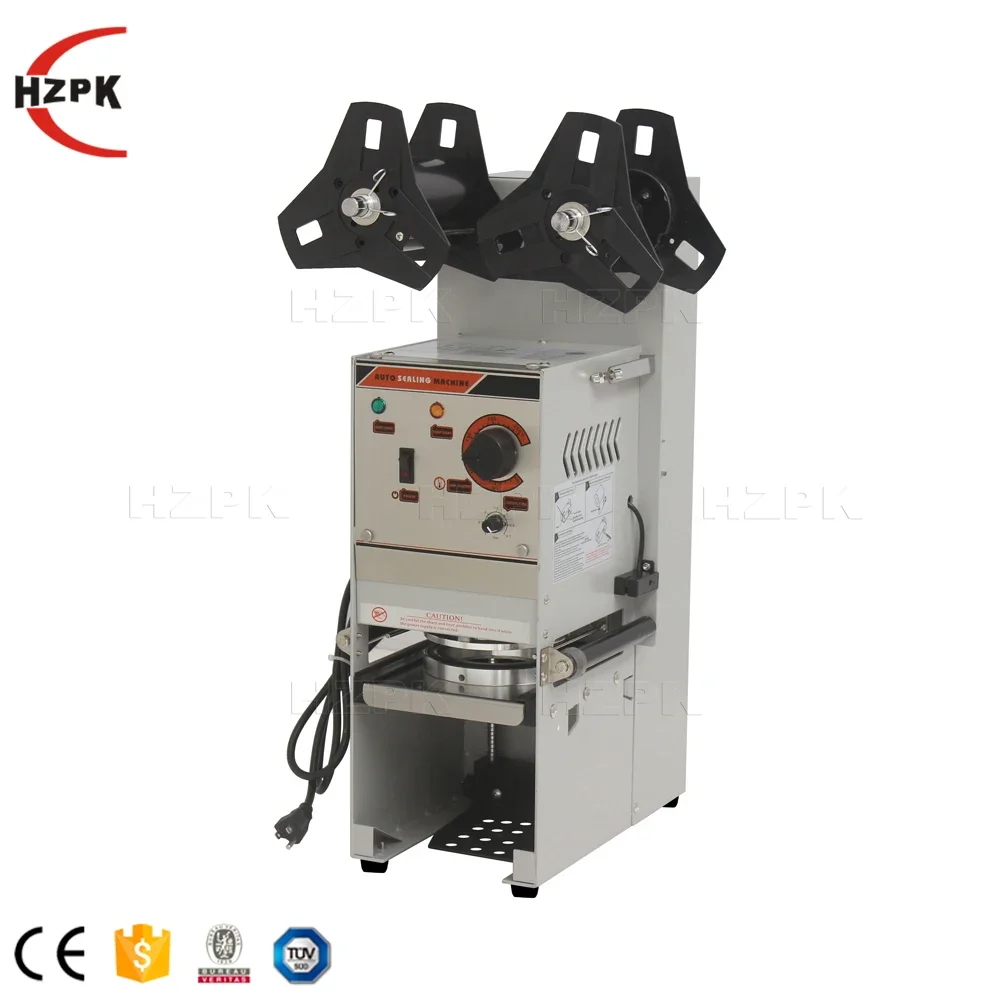 HZPK small boba tea juice plastic cup film sealer sealing machine automatic for beverage bubble tea store