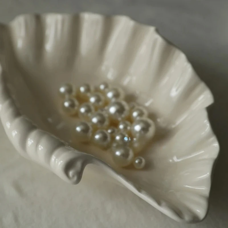 قذيفة لوحة كريم الرجعية طبق سيراميك الفاكهة طبق للوجبات الخفيفة صينية عشاء مجموعة أطباق تخزين المجوهرات طبق أدوات المائدة هدية #4