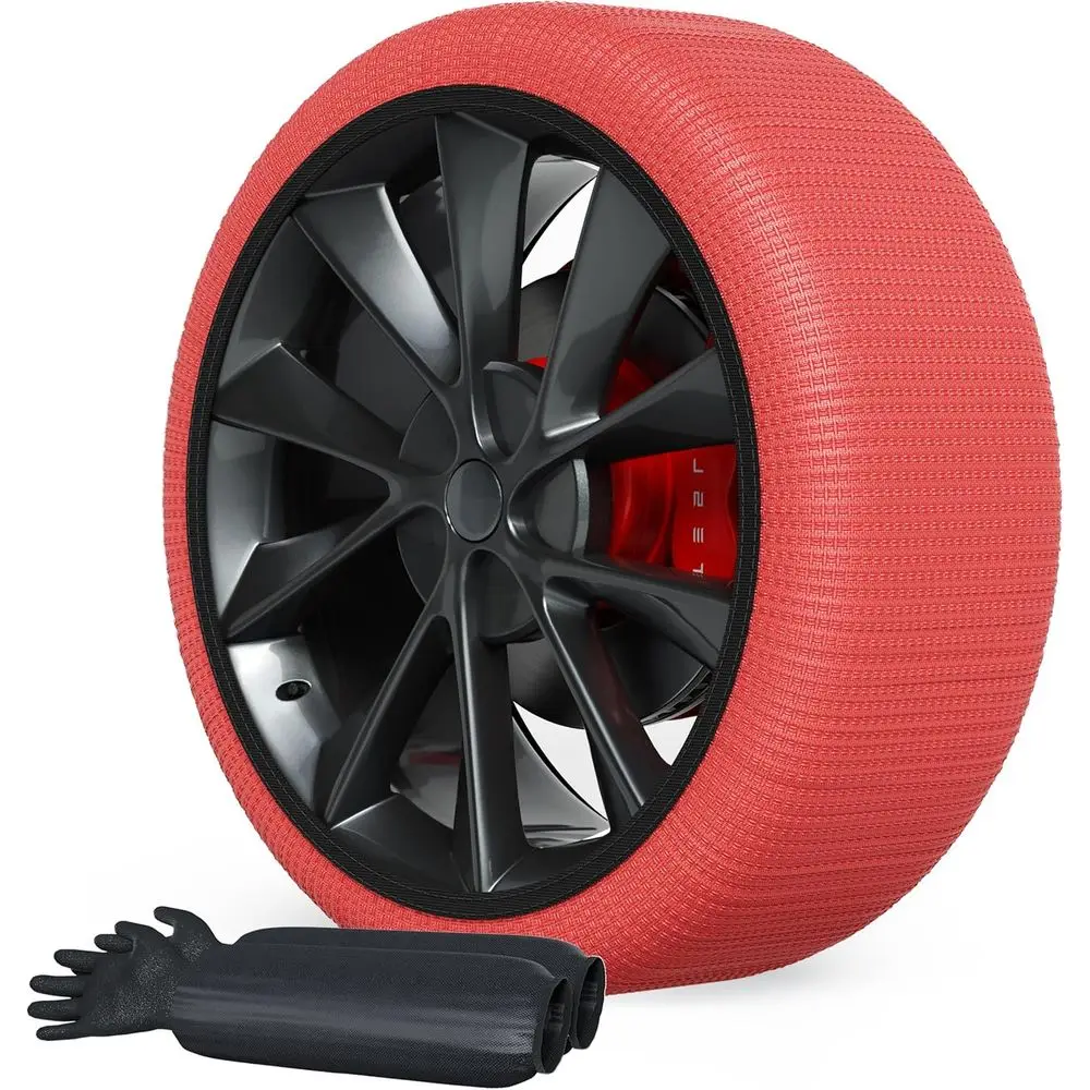 

Зимние носки для шин — высокопрочные носки для шин для снега, автомобилей, внедорожников, пикапов, сертифицированы ЕС EN-16662-1, 2 шт., красные 3XL