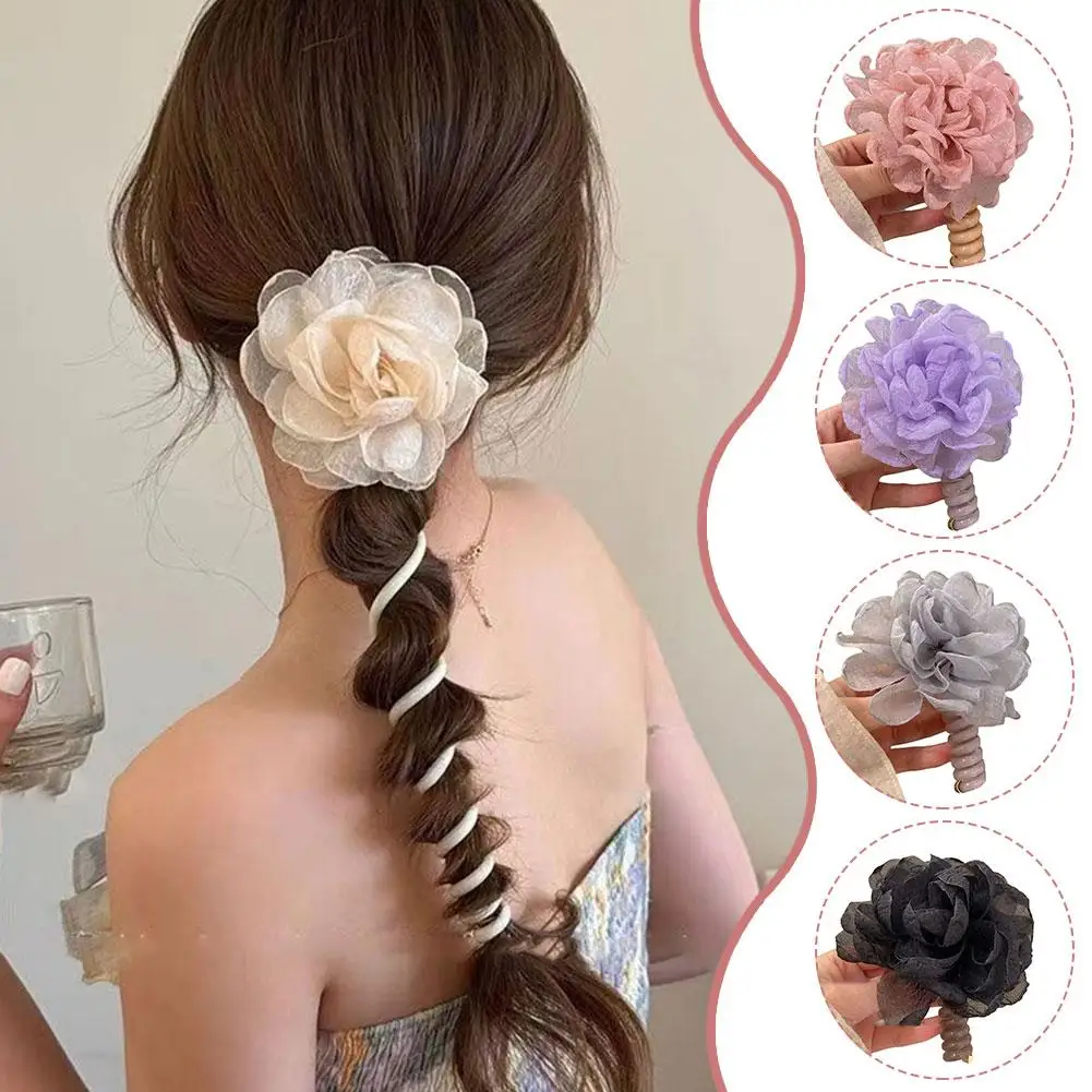 Floral Telephone Wire Hair Loop Super Fairy Hair Band Magic Bubble Rope Girls Braid Hair Hair Hair Head Accessories Clips T1U0