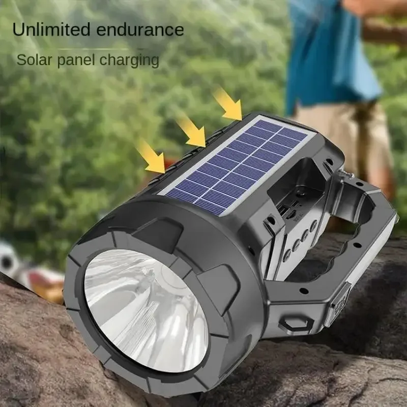 Outdoor Portable Wireless Caixa De Som Bluetooth Speaker Audio TF Card Insertion LED Light Flashlight Handheld Solar Charging