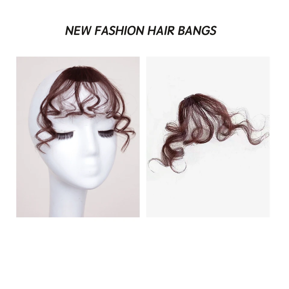 LUPU Synthetic Curly Hair Bangs Clip in Hair Extensions Easy to Use Fake Bangs Natural Clip on Bangs Black Brown High Tempure