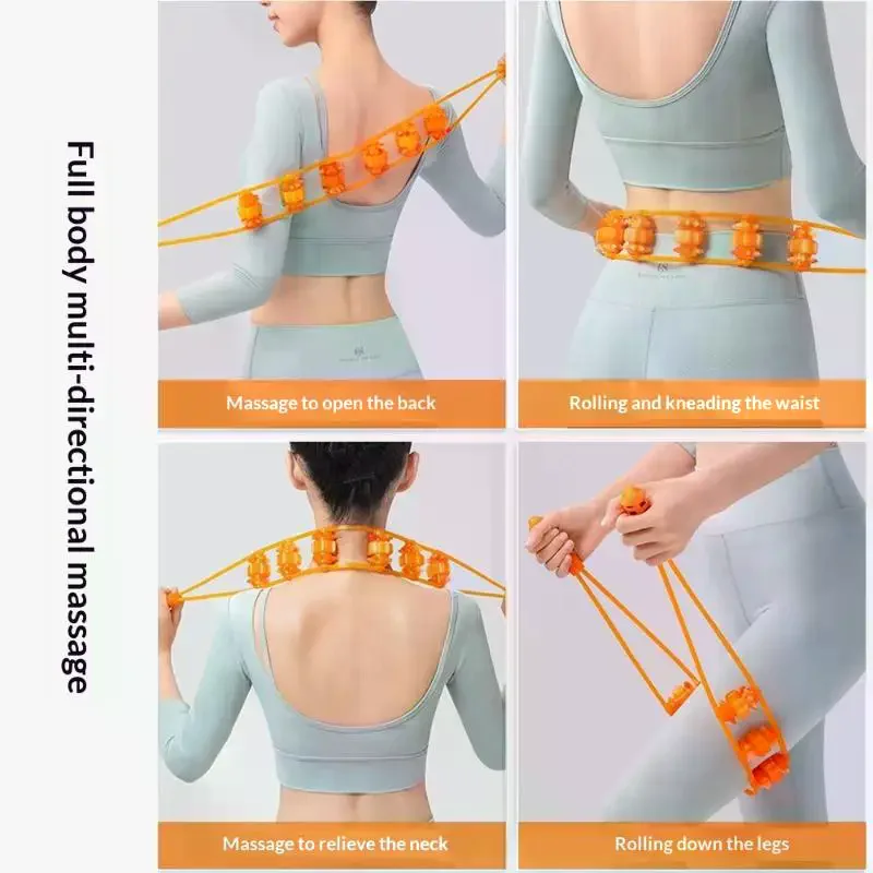 1Pcs Multi-Function Massage Roller Tool Hand-held Back Massager Pull-Back Roller Shoulder Neck Muscle Massager Massage Wheel