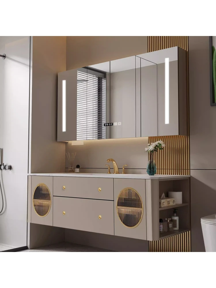 

Тумба для ванной из сланцевого дуба: простая, умная, элегантная, на заказ, с зеркалом и раковиной, комбинированная.