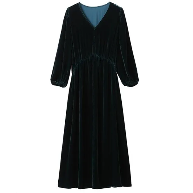 2025 Herbst und Winter Damen langes Samtkleid lose lässige Abendpartykleid Europa Amerika elegantes Velourskleid Y2K-Kleidung