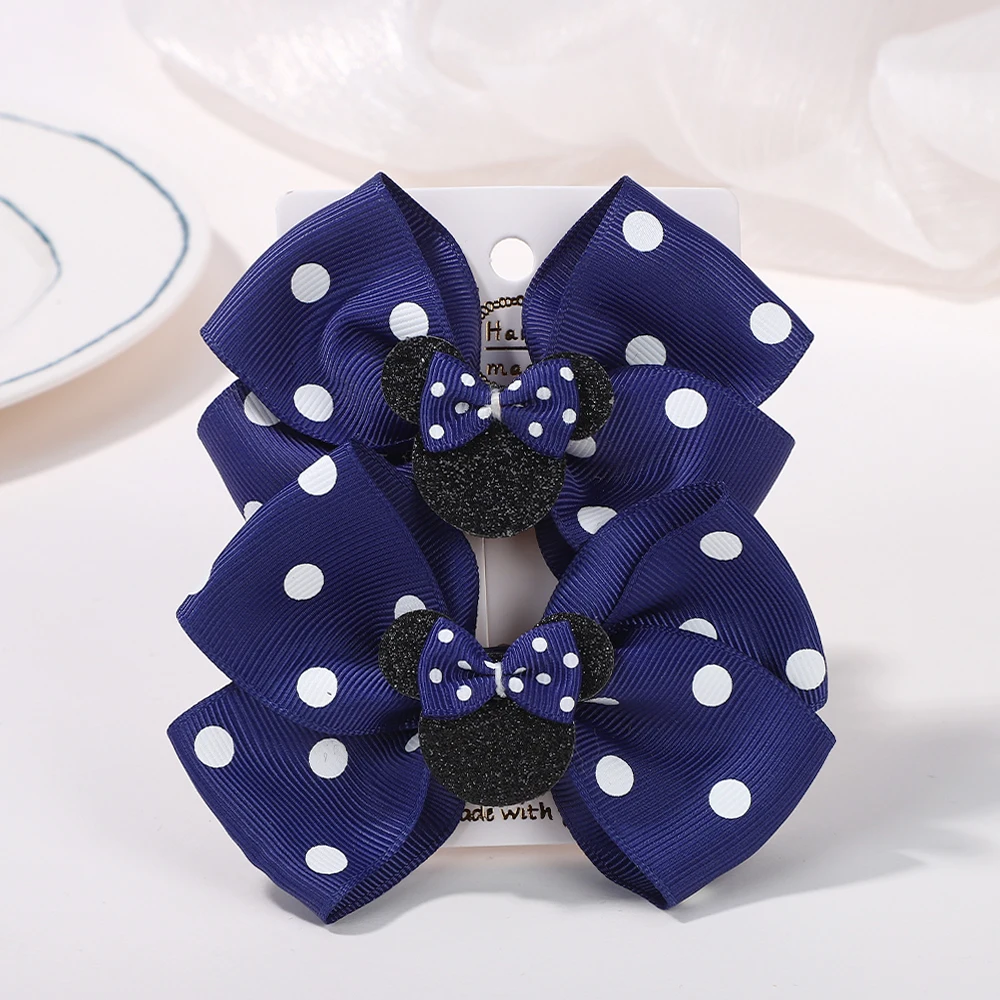2 stuks/lot 3,9 inch grote strikken haarclips voor kleine meisjes cartoon feest hoofdband zoete polka dot strik haarclip set