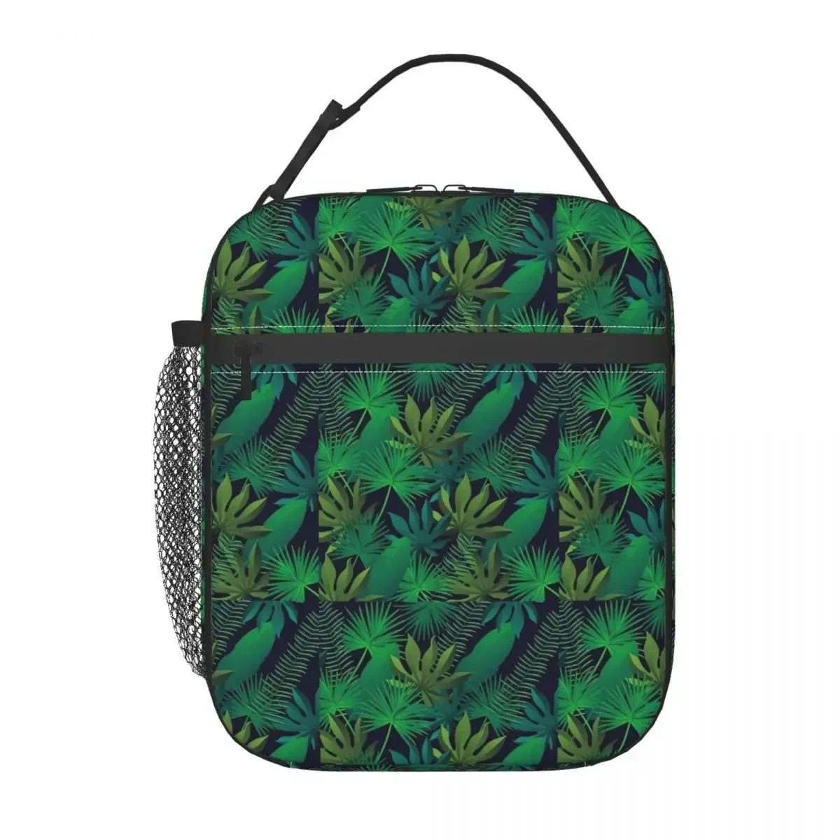 

Tropical Print Lunch Bag For Child Green Leaves Lunch Box Travel Portable Thermal Tote Handbags Waterproof Print Cooler Bag