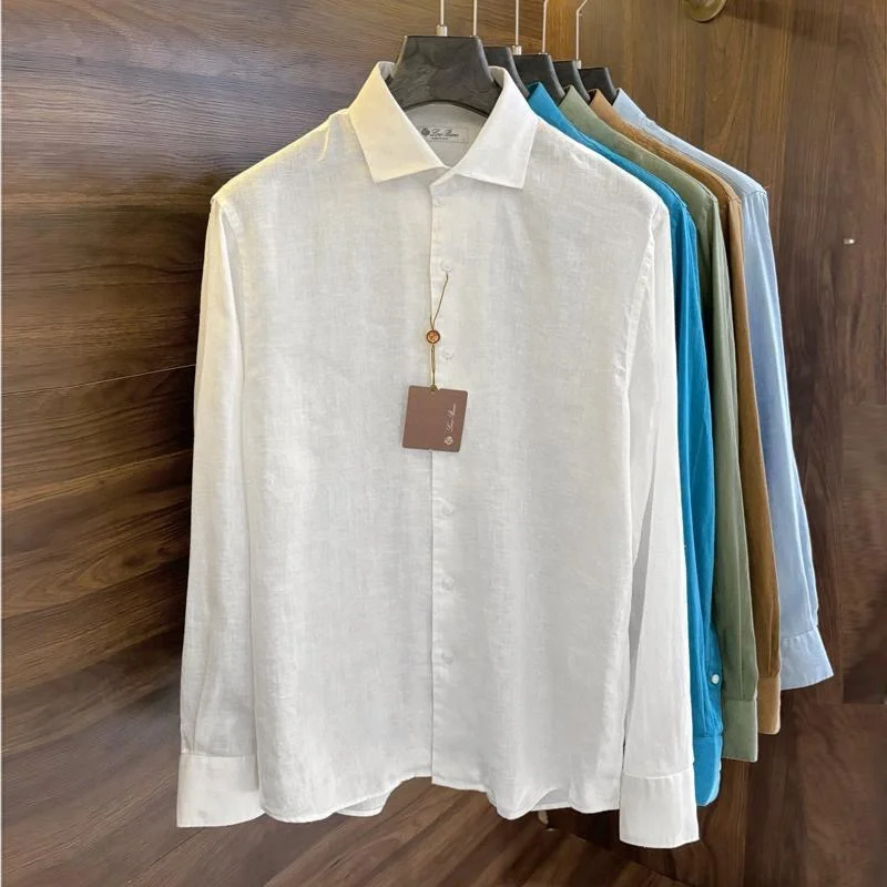 

Men's Faionable Pure Color Linen Long Sve irt Breathable Iron Free irt Spring Summer New Arrival Tagkita Brand