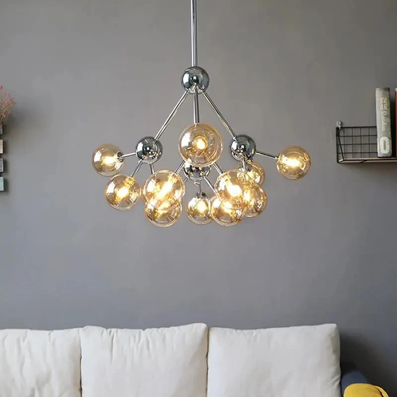 

Modern Chrome Ceiling Chandelier Rose Gold Pendant Lamp for Living Room Bedroom Hall Minimalist Decor Lighting Lusters Fixture