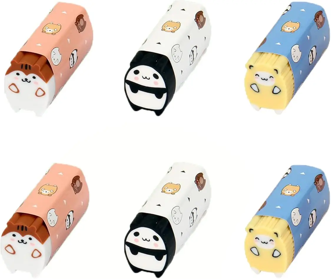 6PCS Cute Animal Eraser, School Ofice Supplies, Student Writing Correction , Wipe Clean and Leave no Trace
