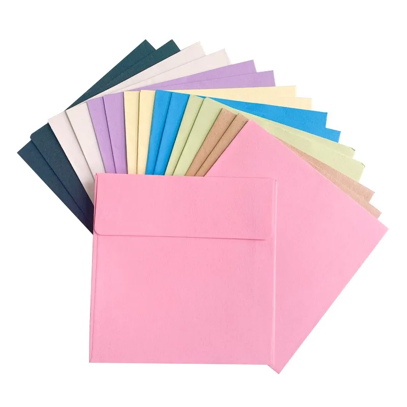 100Piece wholesale Square rainbow color candy Envelope colorful Tool Greeting Card for letters love stripe DIY Gift 10*10cm